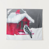 Downy Woodpecker Painting - Original Bird Art Wandteppich (Vorderseite (Horizontal))