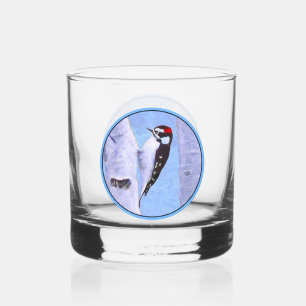 Downy Woodpecker Painting - Original Bird Art Whiskyglas