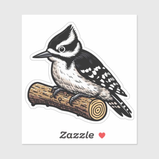 Downy Woodpecker Vogel Custom Cut Vinyl Sticker (Blatt)