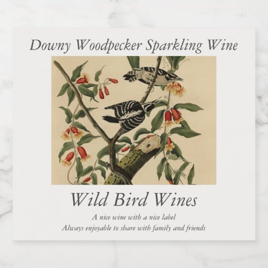 Downy Woodpecker - von Audubons Vögeln Amerikas Schaumweinetikett (Einzelnes Label)