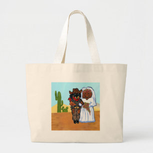 Doxie-Cowboy-Hochzeit Jumbo Stoffbeutel
