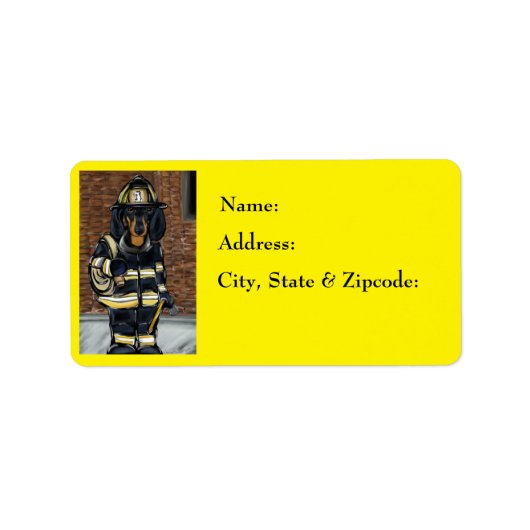 Doxie Feuerwehrmann Adressaufkleber (Vorne)