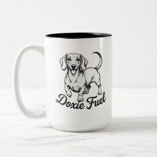 Doxie Fuel | Glückliche Dachshund-Kaffeetasse Zweifarbige Tasse