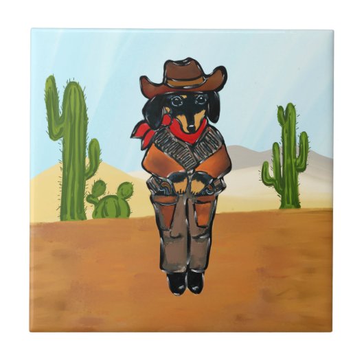 Doxie Gunslinger Fliese (Vorderseite)