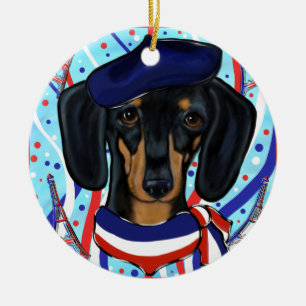 Doxie in Paris Keramik Ornament