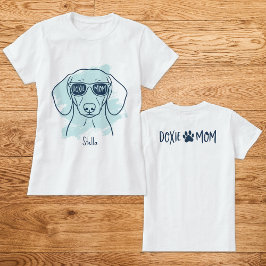 Doxie Mom Ice Blue T-Shirt with Custom Name