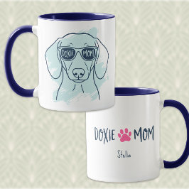 Doxie Mom Mug – Personalized Ice Blue Dachshund Tasse