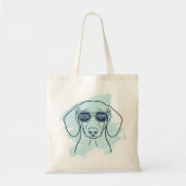 Doxie Mom Tote Bag  Custom Name Ice Blue Dachshund Tragetasche (Vorne)