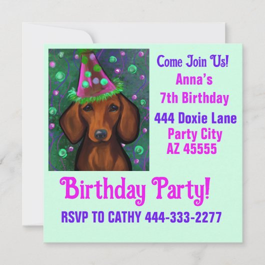 Doxie Party  Einladung (Vorderseite)