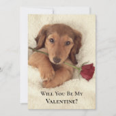 Doxie Red Rose Glam Glitter Valentine Feiertagskarte (Vorderseite)