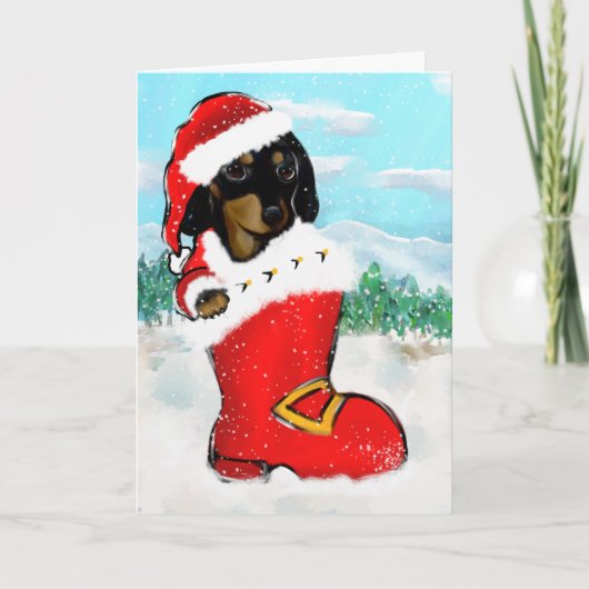 Doxie Weihnachtsmann Karte (Vorderseite)
