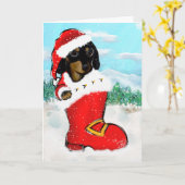 Doxie Weihnachtsmann Karte (Gelbe Blume)