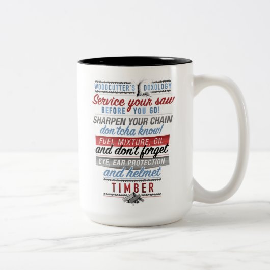 Doxology-Tasse des Holzfällers Zweifarbige Tasse (Rechts)