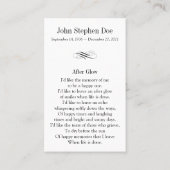 Doyen-Gebetskarte - nach Glühen Visitenkarte (Rückseite)