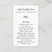 Doyen-Gebetskarte - nach Glühen Visitenkarte (Rückseite)