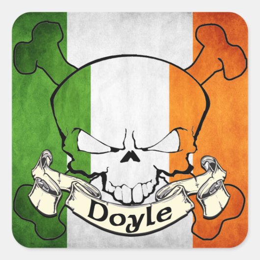 Doyle Irish Skull Quadratischer Aufkleber (Vorderseite)