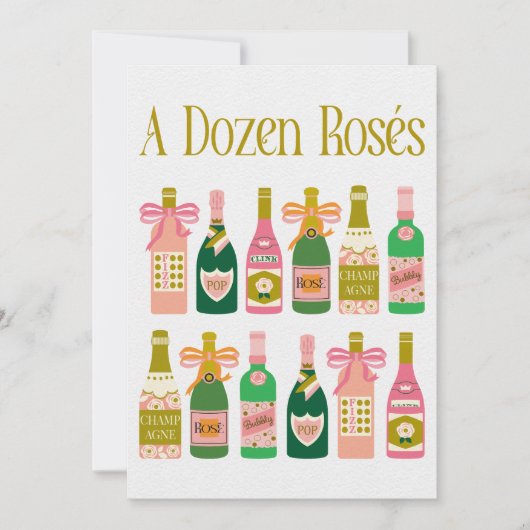 Dozen Rosés Pink Champagne Flaschen Pop Fizz Clink (Vorderseite)