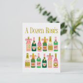 Dozen Rosés Pink Champagne Flaschen Pop Fizz Clink Postkarte (Stehend Vorderseite)