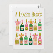 Dozen Rosés Pink Champagne Flaschen Pop Fizz Clink Postkarte (Vorne/Hinten)