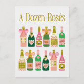Dozen Rosés Pink Champagne Flaschen Pop Fizz Clink Postkarte (Vorderseite)