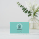 Dozentin Lotus Pose Mandala Green Visitenkarte (Stehend Vorderseite)