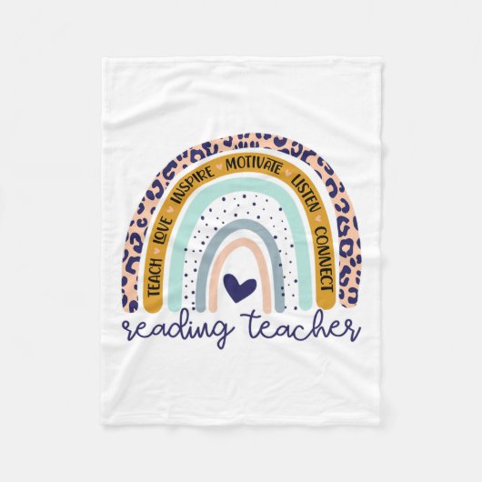 Dozentin Rainbow Leopard Print Reading Specialist Fleecedecke (Vorderseite)