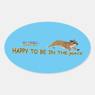 Dozer freut sich, am Rennen teilzunehmen! Ovaler Aufkleber