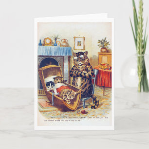 Dozing Cat and Baby Cat, Louis Wain Karte