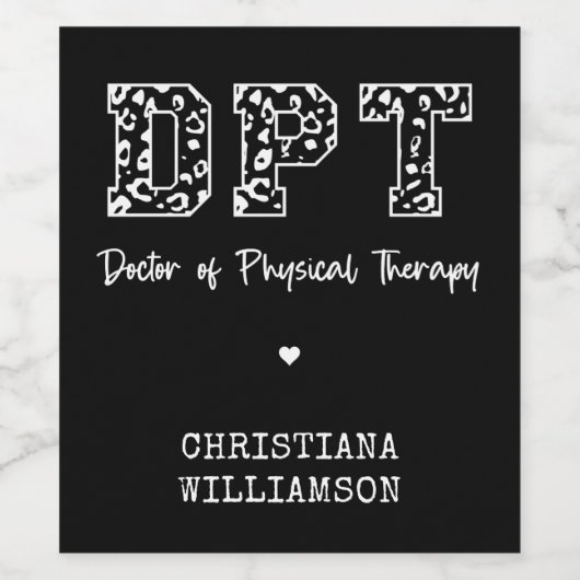DPT Arzt für Physikalische Therapie Geschenk Weinetikett (Einzelnes Label)