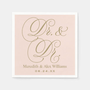 Dr. and Dr. Antique Gold and Blush Pink Monogram Serviette