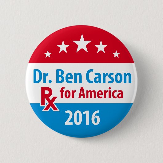 Dr. Ben Carson 2016 - Verordnung für Amerika Button (Vorderseite)