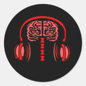Dr. Brain Tissue Listing to Music Runder Aufkleber (Vorderseite)
