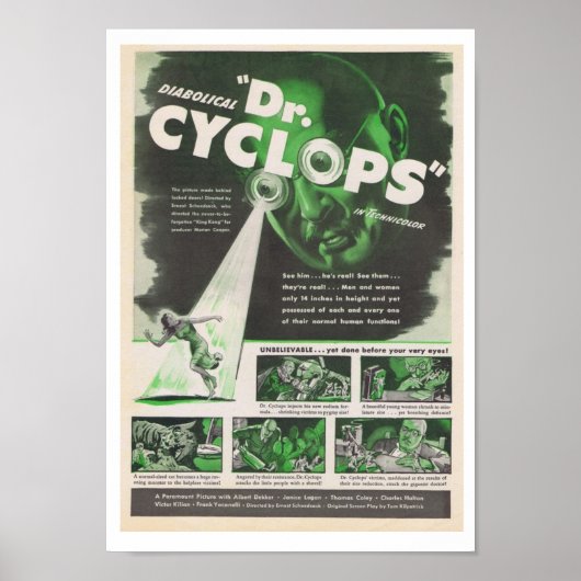 Dr. Cyclops 1940 Filmwerbung Poster (Vorne)