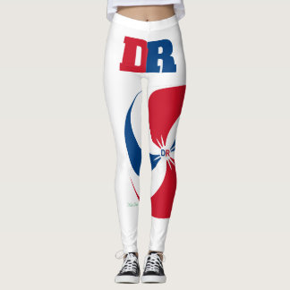 DR (Dominikanische Republik) Leggings Rot, Weiß un