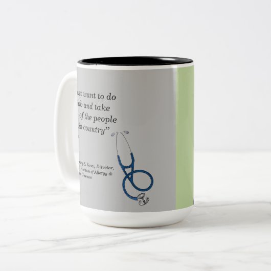 Dr. Fauci, 2-seitig, grau/blassfest Limon Zweifarbige Tasse (Vorderseite Links)