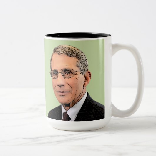 Dr. Fauci, 2-seitig, grau/blassfest Limon Zweifarbige Tasse (Rechts)