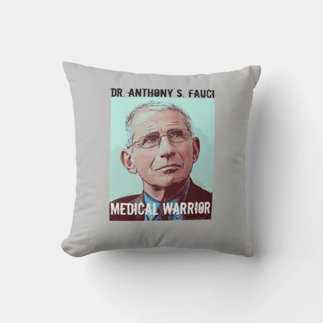 Dr. Fauci, Medical Warrior, grau Kissen (Vorderseite)