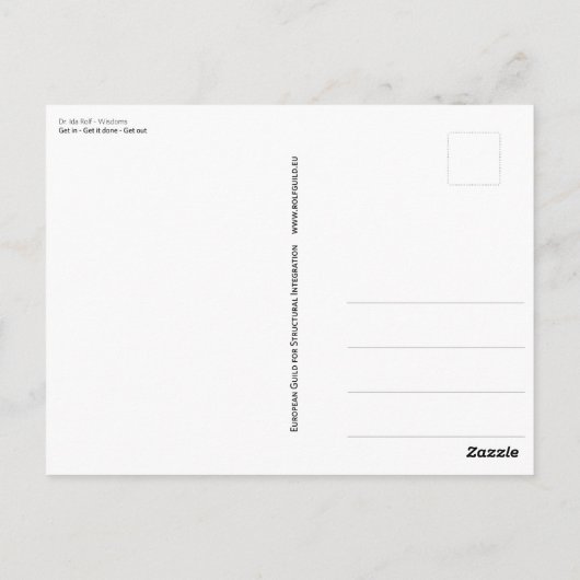 Dr. Ida Rolf - Get in Get it done Get outPostcard Postkarte (Rückseite)