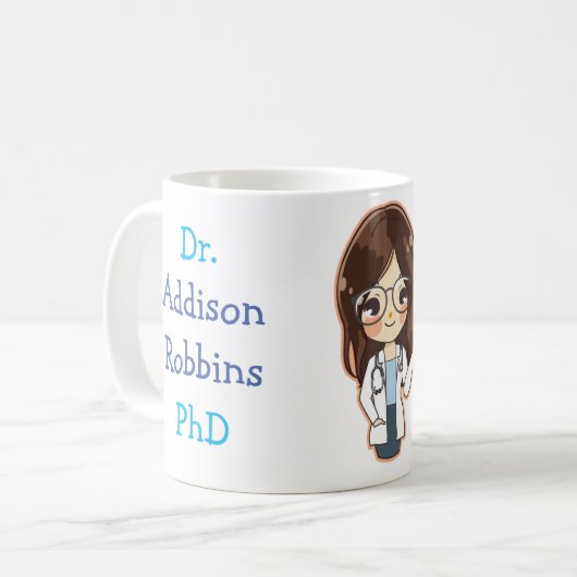 Dr. (Ihr Name) PhD-Abschluss Kaffeetasse (Vorderseite Links)