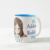 Dr. (Ihr Name) PhD-Abschluss Zweifarbige Tasse (VorderseiteRechts)