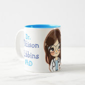 Dr. (Ihr Name) PhD-Abschluss Zweifarbige Tasse (Vorderseite Links)