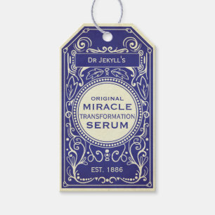 Dr Jekyll blaues Vintage-Potionsetikett Geschenkanhänger