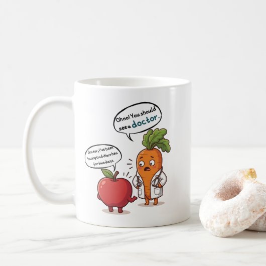Dr. Karotte mit seinem ersten Patienten Kaffeetasse (Mit Donut)