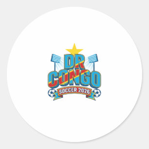 DR Kongo Fußball 2026 Fußball Fett Land Typographi Runder Aufkleber