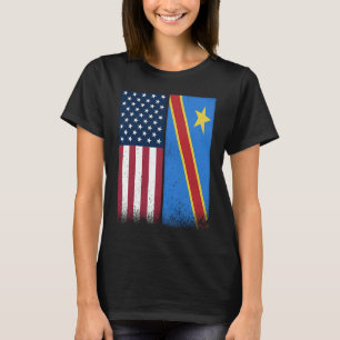 DR Kongo Kongolesische amerikanische Flaggen Proud T-Shirt