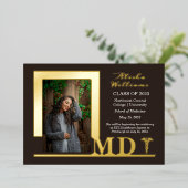 Dr. MD Caduceus Foto Graduate Brown Folieneinladung (Stehend vorne)