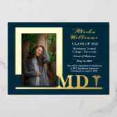 Dr. MD Caduceus Foto Graduate Dk Aquamarin Folieneinladung (Vorderseite)