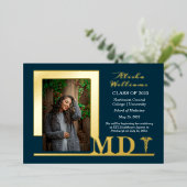 Dr. MD Caduceus Foto Graduate Dk Aquamarin Folieneinladung (Stehend vorne)