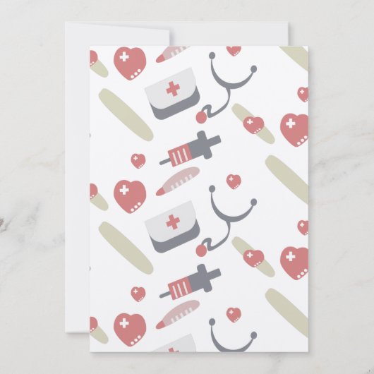 Dr. Nurse Birthday Party Medical Pattern Kraft Einladung (Rückseite)