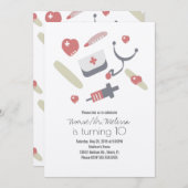 Dr. Nurse Birthday Party Medical Pattern Kraft Einladung (Vorne/Hinten)